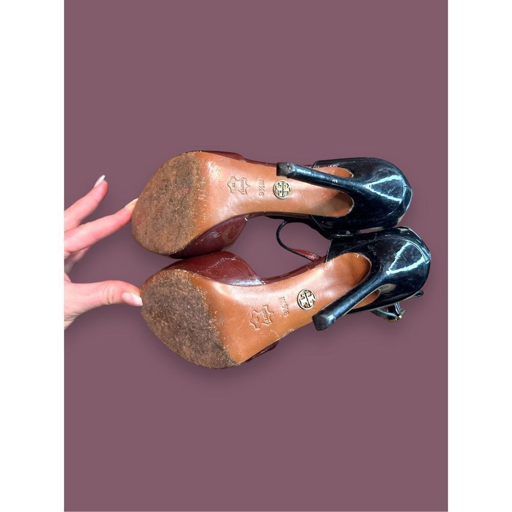 Tory Burch Burgundy Patent Leather Heels Sz 8.5M - Picture 6 of 8